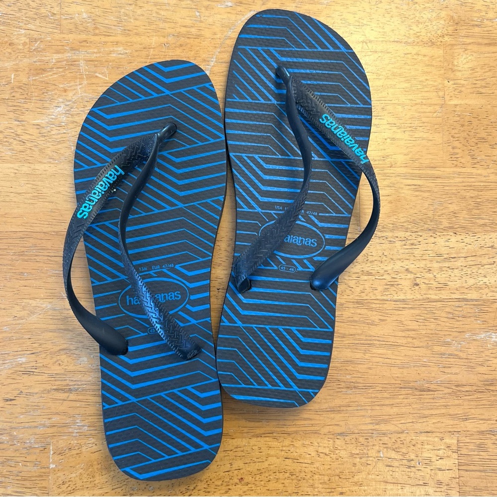 ✅ Havaianas 13 EU 45-46 black flip flops Sandals beach casual xl NWOT footwear